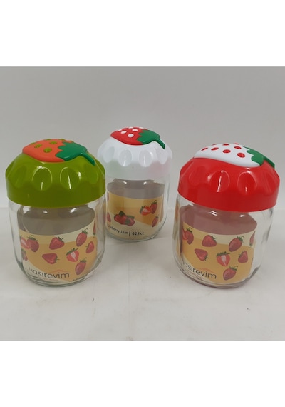 Çilek Desenli Kavanoz 1 Adet 425 Cc Royaleks-ck425 Diğer