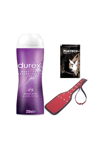 Durex: Aloe Vera - 2si1arada Masaj&kaydırıcılı Jel + Kırmızı Deri Şaplak + Hediye