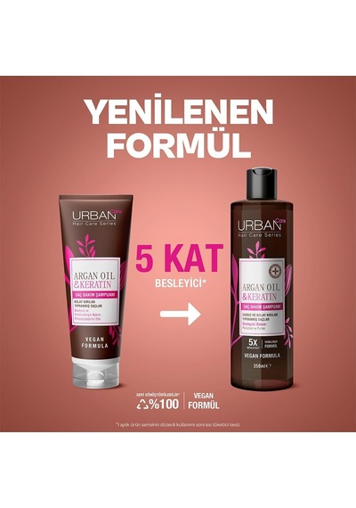 Argan Oil & Keratin Besleyici Ve Kırılma Karşıtı Saç Bakım Şampuanı, 350 Mililitre, Vegan