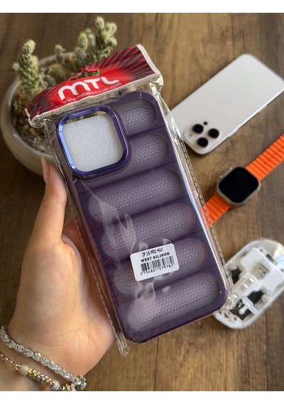 Apple iPhone 16 Pro Max Uyumlu Darbelere Hava Filtreli Yüksek Kamera Korumalı Şık West Silikon Kılıfı Mor