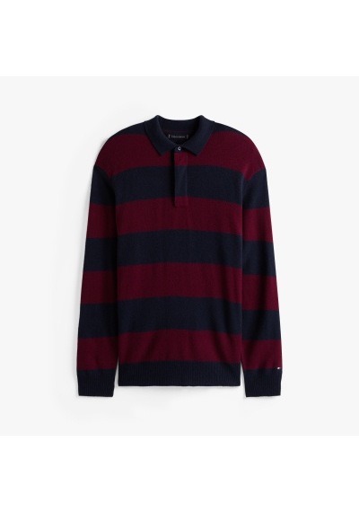 Tommy Hilfiger Dc Knıtted Rugby Erkek Mavi Kazak - Mw0mw40855