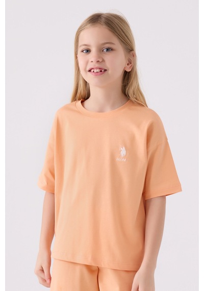 U.S. Polo Assn. U.s. Polo Assn Kız Çocuk Turuncu Bermuda Takım Us1848-c-v37 Turuncu