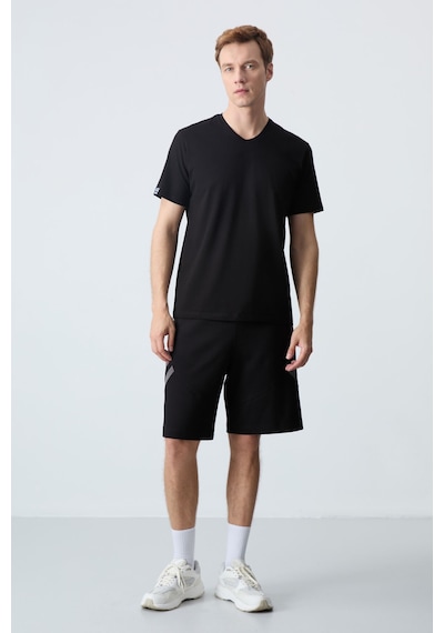 Air Jones Tommy Life Siyah Pamuklu Kalın Yumuşak Dokulu Standart Fit Basic Erkek Şort - 81281 Siyah