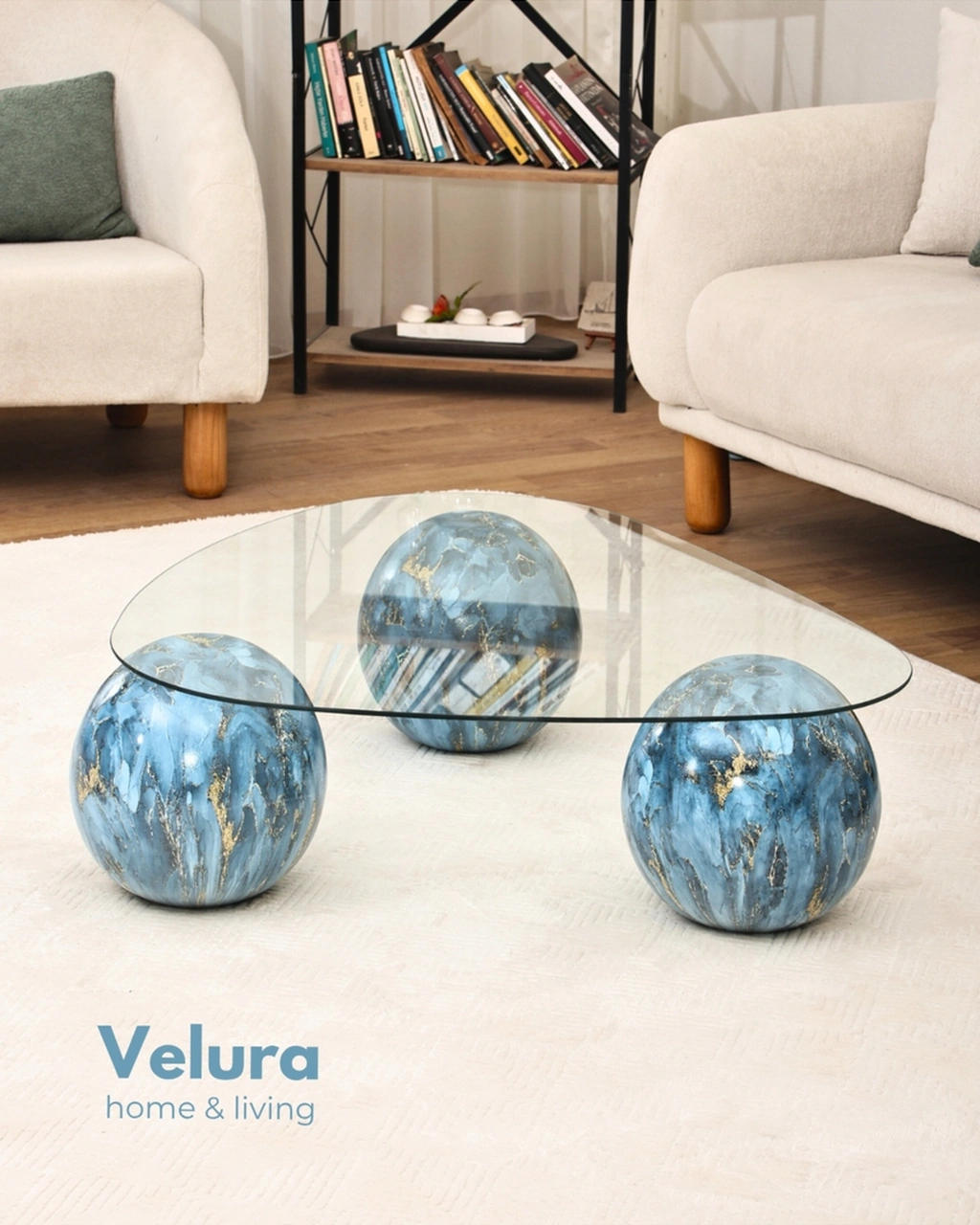 Modern Orta Sehpa & Küre Sehpa & Top Sehpa & Şeffaf Üçgen Cam & Sky Mavi Modern Orta Sehpa & Küre Sehpa & Top Sehpa & Şeffaf Üçgen Cam & Sky Mavi