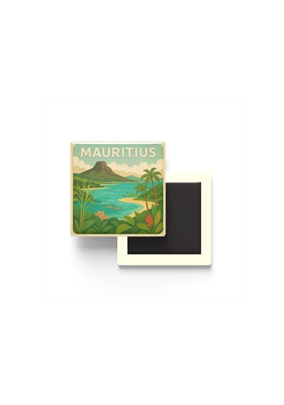 Mauritius - Mauritius - Paper Cut Art - Baskılı Buzdolap Magneti Kare - 9x9 Cm