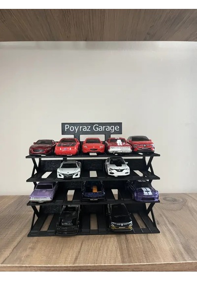 20 Araçlık Kişiye Özel Diecast Garaj Standı 1/64 Ölçek Uyumlu - Siyah
