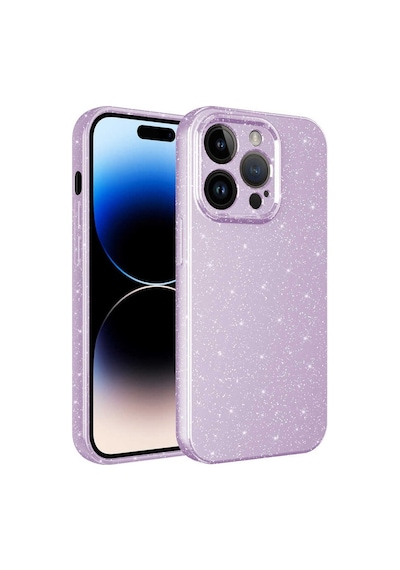 Zeyline Apple Uyumlu iPhone 14 Pro Max Kamera Korumalı Simli Lüks Zore Koton Kapak-lila
