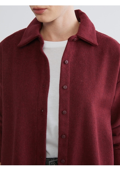 Lcwaıkıkı Classic Bordo Oversize Kadın Oduncu Gömlek Ceket