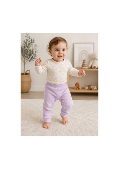 H&c Coolboy H&c Bebek Patiksiz Alt Pantolon %100 Pamuk Esnek Fitilli Ribana 0-36 Ay Lila