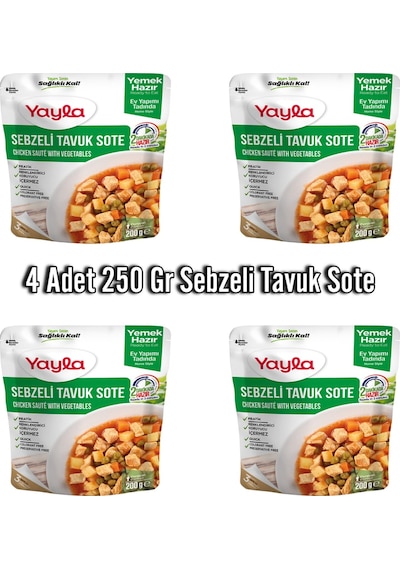 Yayla Sebzeli Tavuk Sote Aç Isıt Ye Hazır Yemek 4 x 250 G