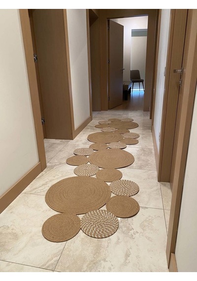 Mavaux Snake Hasır Jüt Bej Yolluk Halı Kilim Açık Bej
