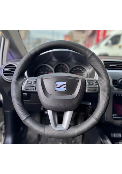 Dikişli Direksiyon Kılıfı Siyah / Noktalı Deri Siyah Dikişli Seat Leon Bu Direksiyon İçin Siyah