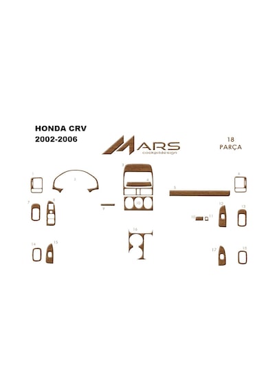 Honda Cr V Konsol Kaplama-torpido Kaplama 2002-2006 Açık Meşe