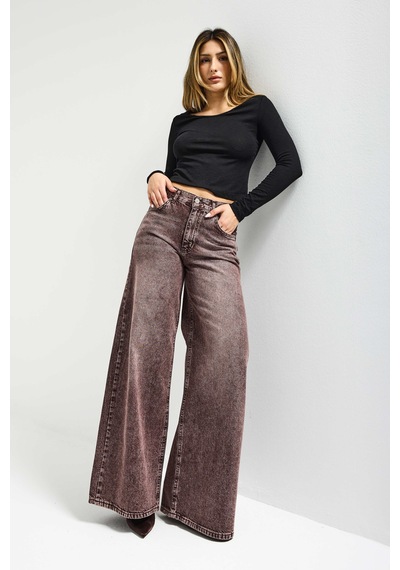 Itsbasic Kadın Koyu Kot Rengi Hera 4s6-157 Palazzo Fit Orta Bel Denim Jean