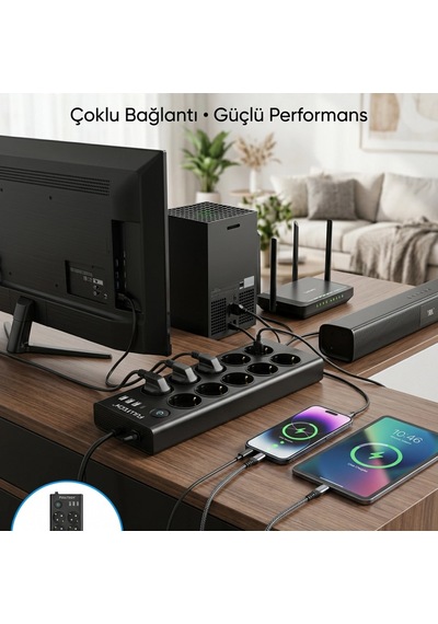 10 Prizli Usb Destekli Çoklu Priz Type-c Şarj Girişli Güvenli Güç Ünitesi Diğer