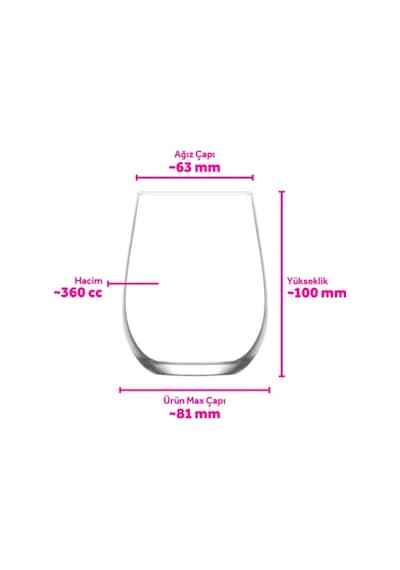 Lav Gaia Cam Beyaz Şarap Kadehi 6'lı 360 ml (Meşrubat/Şarap Bardağı )