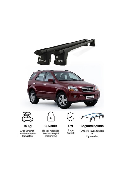 Trio-ı Kia Sorento 2002-2006 Uyumlu Siyah Kilitli Ara Atkı 120cm Port Bagaj Tavan Barı