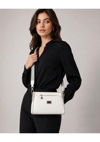Silver & Polo Silver Polo Çapraz Askılı Kadın Çanta Beyaz,gri 1273