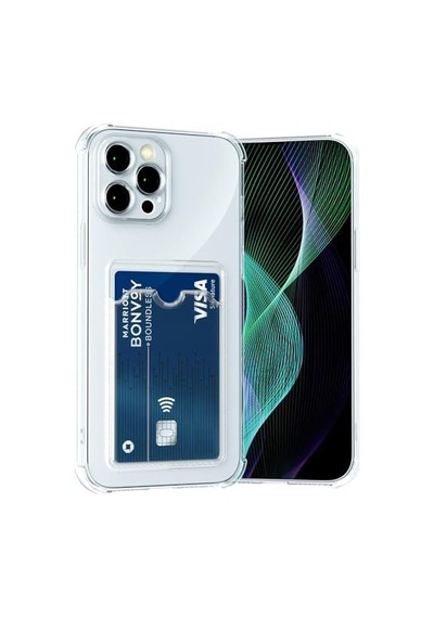 For İle Uyumlu Şeffaf Clear Kartlıklı Darbe Emici Anti-shock Darbeye Dayanıklı Wallet Case Kılıf A15