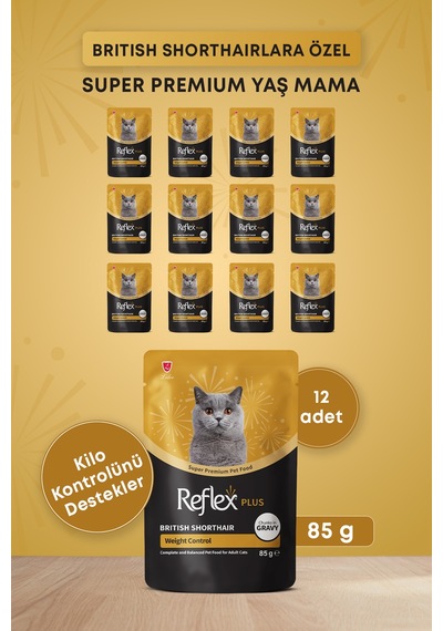 Reflex Plus Britsh Shorthair Yetişkin Kedi Konservesi 85gr X 12 Adet
