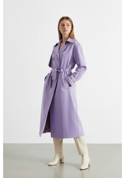 Durivya Kruvaze Yaka Oversize Trençkot Lila
