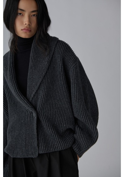 Suud Collection Antrasit Mana Oversize Yün Triko Hırka