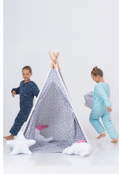 Cantoy Kız Erkek Çocuk Kalın Elyaf Dolgulu Premium Kalite 2.5 Tog Desenli Uyku Tulumu Turkuaz