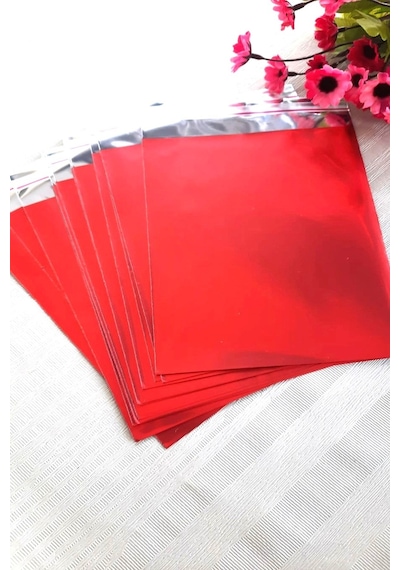 Kırmızı Janjanlı Hediye Paketi Yapışkanlı 10'lu 12 x 17 CM