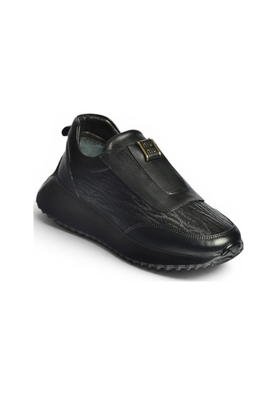 Fox Shoes Z555091903 Siyah Hakiki Deri Kalın Tabanlı Spor Ayakkabı Sneakers