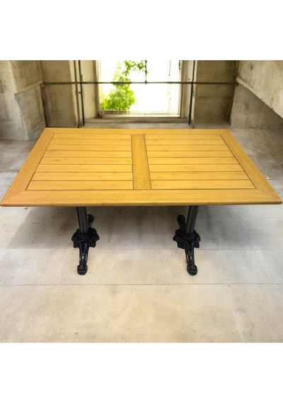 Cafe Masa Bambu Ahşap Yemek Masası 120 X 70 Aslan Ayak Naturel