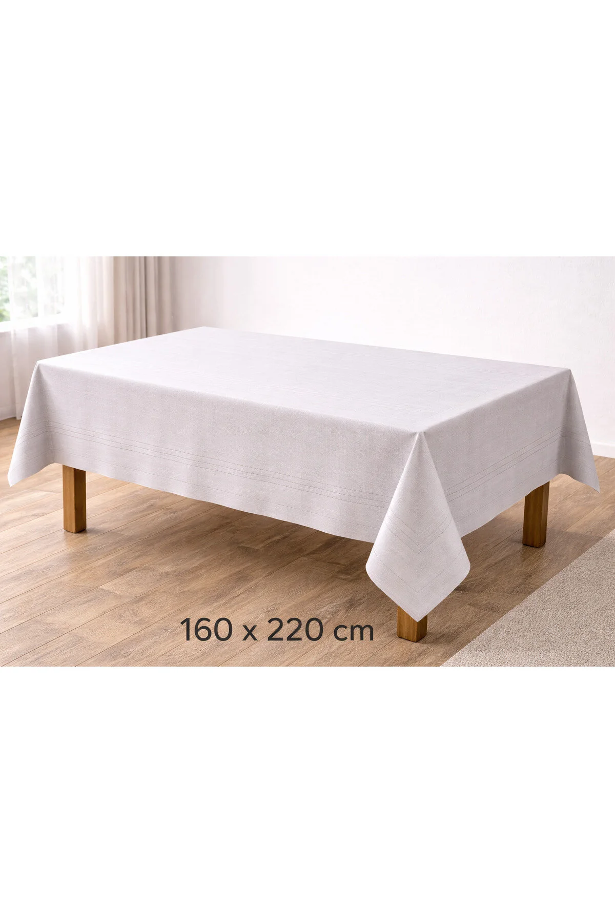 Leke Tutmayan, Kolay Temizlenen Colber Dertsiz Masa Örtüsü 160cm X 220cm Taş Rengi Gri