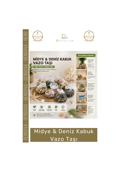 Denizkabuğu 100 Doğal Dekoratif Marine Rüstik Ekolojik Estetik Şık Deniz Kabuğu Fileli Renkli Mix