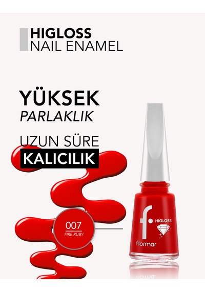 Higloss Uzun Süre Parlaklık Sunan Yüksek Performanslı Işıltılı Bitişli Oje 8682536119702 007fıreruby