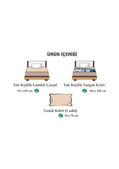 Ely Parker Tek Kişilik Nevresim Takımı (90x190 Lastikli Çarşaf+Yorgan Kılıfı+Yastık Kılıfı) Antrasit 90 x 190