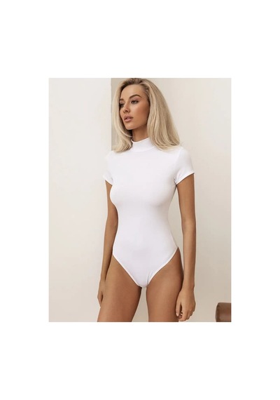 Lirona Fit Kalıp Dik Yaka Body, Terletmez Tesettür Body, İçlik, Zıbın, Ç Beyaz