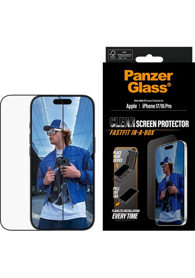 Panzerglass Apple Uyumlu iPhone 17 16 Pro Ultra wide Fit Siyah Çerçeveli Ekran Koruyucu Fast Uygulama Aparatlı