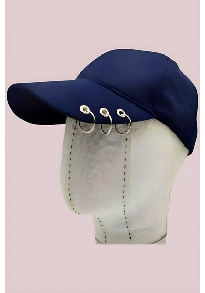 Tezzgelsin Unisex Arkadan Ayarlanabilir 3 Halka Piercing Şapka Beyzbol Kep Şapka Lacivert