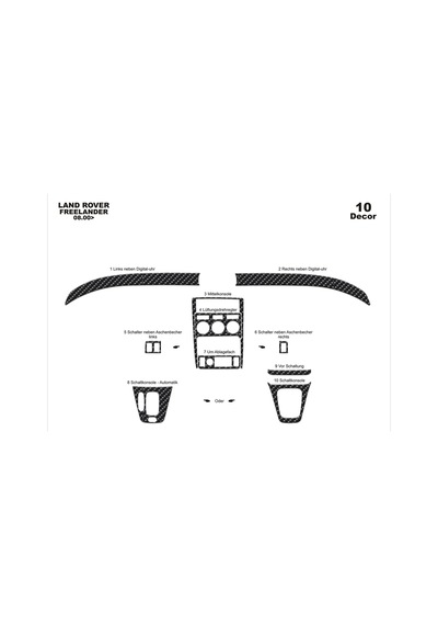 Land Rover Freelander Torpido Kaplama 2000-2003 10 Parça Karbon