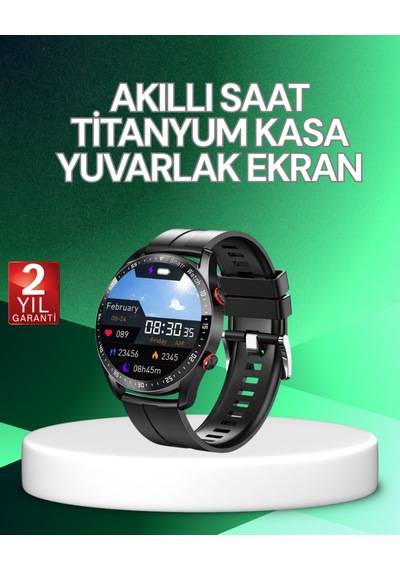 Akıllı Saat Titanyum Kasa Yuvarlak Ekran Alarm Uyku Ve Sağlık Tak