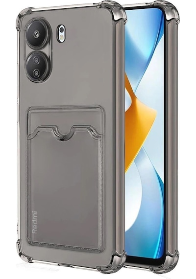 Xiaomi Redmi 13c Uyumlu Kartlı Şeffaf Silikon Kılıf Şeffaf