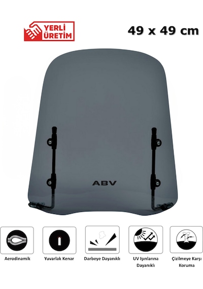 ABV Üniversal Füme Siperlik 49 x 49 CM + Bağlantı Ekipmanı (Motosiklet Camı)