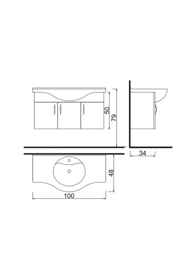 Denko Akyazı 100 Cm Mdf Alize Banyo Dolabı Alt Modül Ve Lavabo Çok Renkli