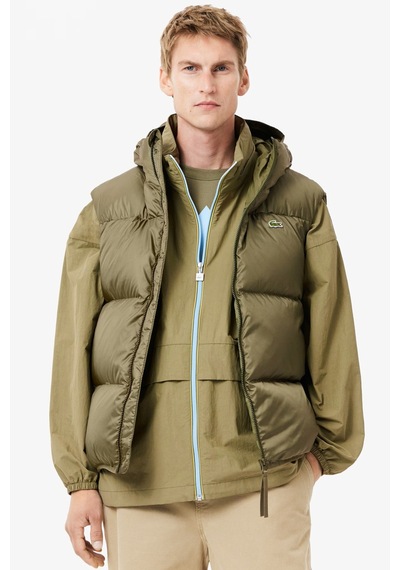 Lacoste Men's Water-resistant Puffer Vest Kaz Tüyü Dolgu Sabit Kapüşonlu Suitici Yelek Haki Lacoste Men's Water-resistant Puffer Vest Kaz Tüyü Dolgu Sabit Kapüşonlu Suitici Yelek Haki
