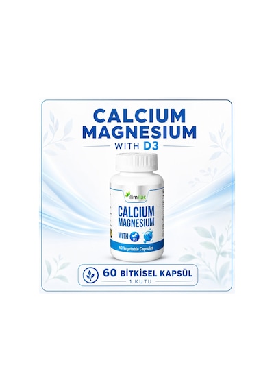 Calcium Magnesium D3 3 Kutu 180 Bitkisel Kapsül Kalsiyum Magnezyum Takviye Edici Gıda