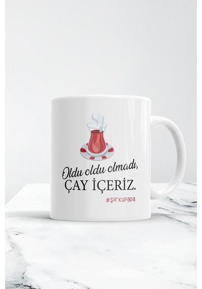 Oldu Oldu Olmadı Çay Içeriz Kupa Bardak Beyaz