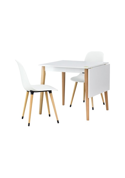 Vilinze Eames Sandalye Avanos Ahşap Mutfak Masası Takımı - 70x80 Cm Beyaz