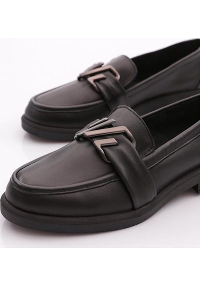Dgn 527 Kadın Loafer Ayakkabı Siyah Napa