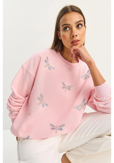 Shade Kadın Bisiklet Yaka Yusufcuk Taş İşlemeli Relaxed Sweatshirt 1558 60283660 - Şeker Pembe Shade Kadın Bisiklet Yaka Yusufcuk Taş İşlemeli Relaxed Sweatshirt 1558 60283660 - Şeker Pembe