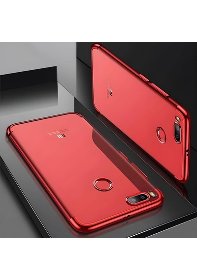Xiaomi Mi 5x Kılıf Dört Köşeli Lazer Silikon Kılıf Kırmızı