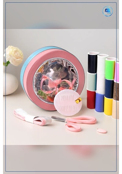 Dikiş Makinesi Aksesuarı Metal Kutulu Set İplik Mezura Tekstil Ma